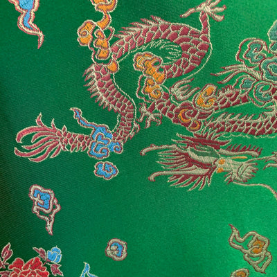 Hope GREEN Dragon Brocade Chinese Satin Fabric by the Yard - 10040