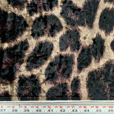 Dana BLACK BROWN Leopard Pattern Polyester Stretch Velvet Fabric by the Yard for Tops, Clothes, Dance Wear, Costumes, Crafts - 10160