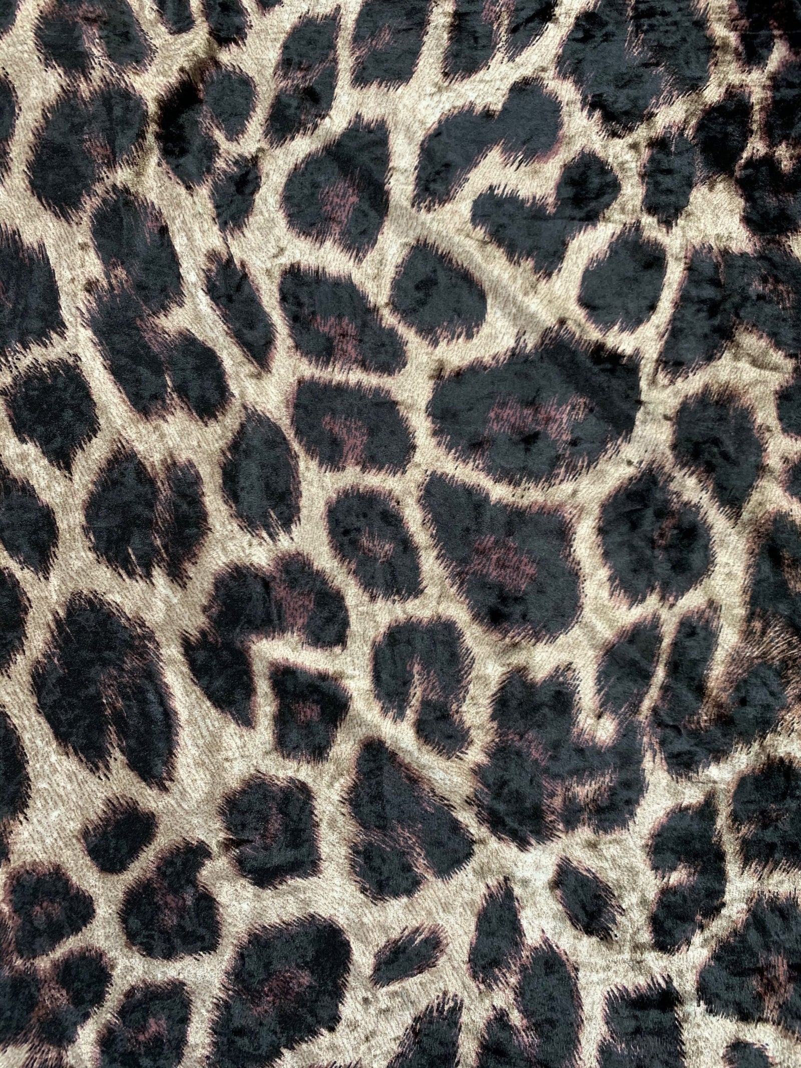Dana BLACK BROWN Leopard Pattern Polyester Stretch Velvet Fabric by the Yard for Tops, Clothes, Dance Wear, Costumes, Crafts - 10160