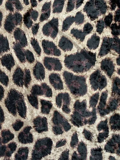 Dana BLACK BROWN Leopard Pattern Polyester Stretch Velvet Fabric by the Yard for Tops, Clothes, Dance Wear, Costumes, Crafts - 10160