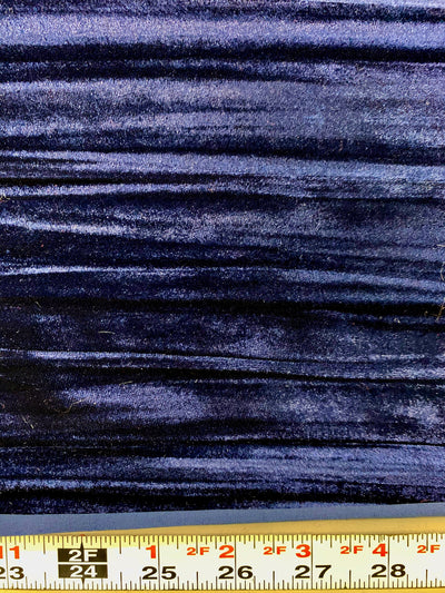 Pauline NAVY BLUE Wrinkled Polyester Crushed Stretch Velvet Fabric by the Yard for Ribbons, Headwraps, Clothes, Costumes, Crafts - 10175