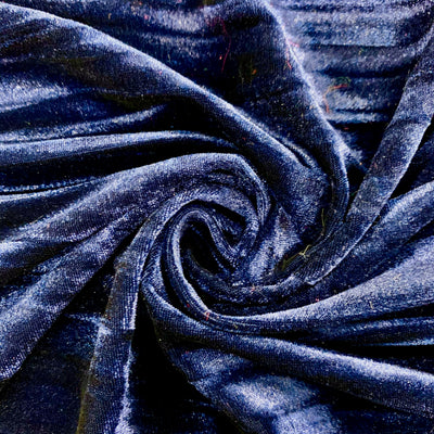 Pauline NAVY BLUE Wrinkled Polyester Crushed Stretch Velvet Fabric by the Yard for Ribbons, Headwraps, Clothes, Costumes, Crafts - 10175