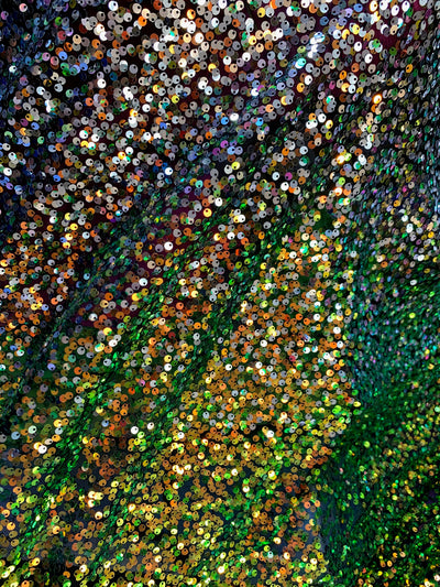 Jazmin OMBRE Two Tone Sequins on Black Stretch Mesh Lace Fabric by the Yard - 10183