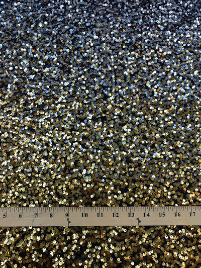 Jazmin OMBRE Two Tone Sequins on Black Stretch Mesh Lace Fabric by the Yard - 10183