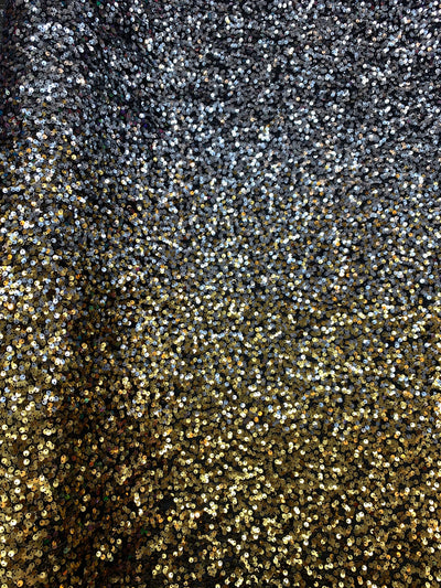 Jazmin OMBRE Two Tone Sequins on Black Stretch Mesh Lace Fabric by the Yard - 10183