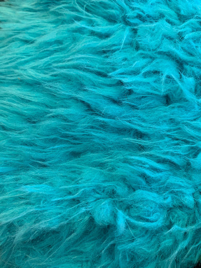 Poppy TURQUOISE Flokati Mongolian Short Pile Soft Faux Fur Fabric for Fursuit, Cosplay Costume, Photo Prop, Trim, Throw Pillow, Crafts