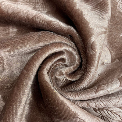 Anne DESERT TAUPE Embossed Floral Polyester Stretch Velvet Fabric for Bows, Headwraps, Top Knot, Scrunchies, Clothes, Costumes, Crafts