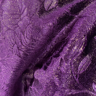 Anne EGGPLANT Embossed Floral Polyester Stretch Velvet Fabric for Bows, Headwraps, Top Knot, Scrunchies, Clothes, Costumes, Crafts
