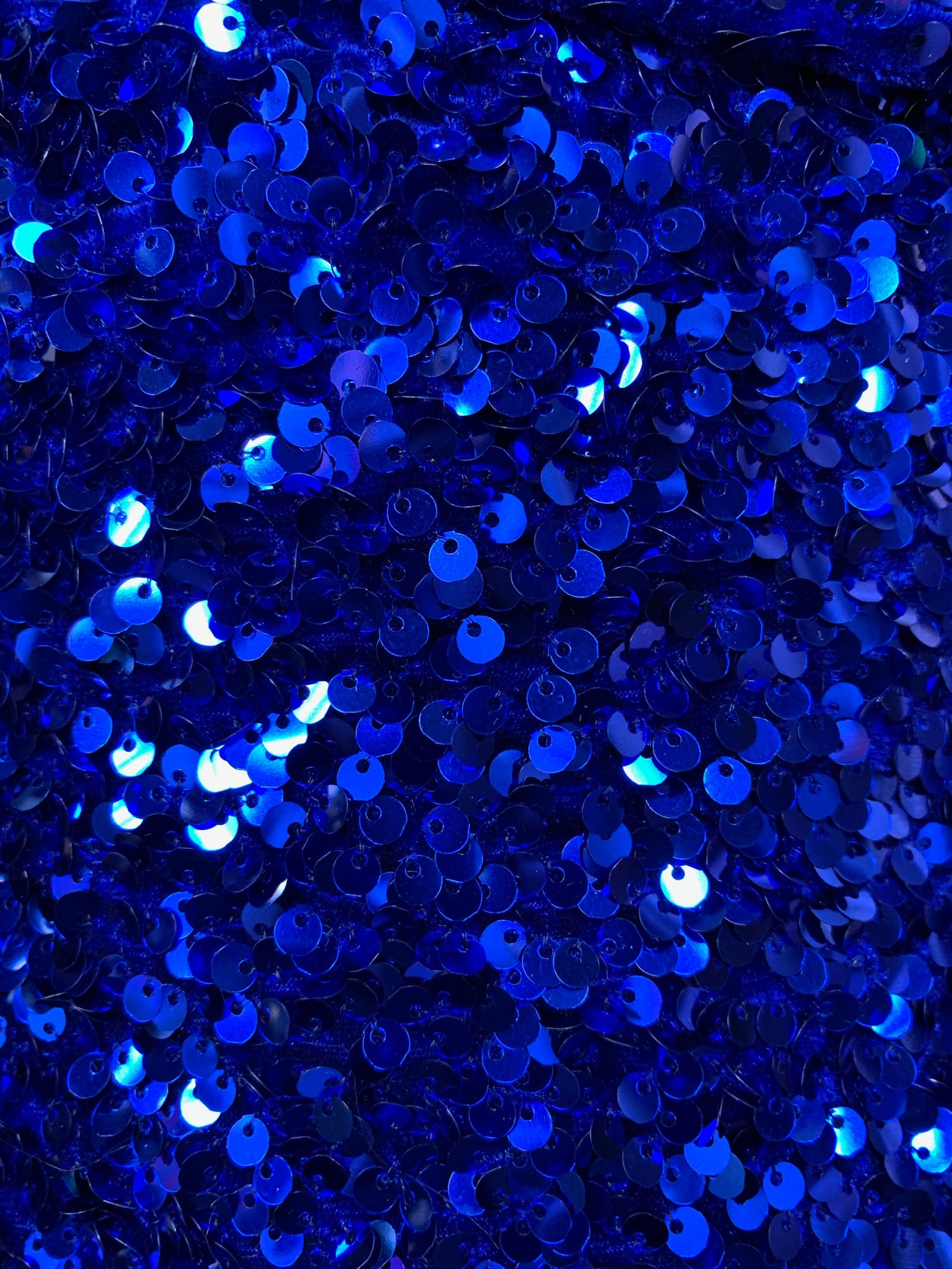 Stephanie ROYAL BLUE Overlap Sequins on ROYAL Blue Stretch Velvet Fabric by the Yard for Gowns, Apparel, Costumes, Crafts - 10185