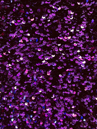 Stephanie PURPLE Overlap Sequins on PURPLE Stretch Velvet Fabric by the Yard for Gowns, Apparel, Costumes, Crafts - 10185