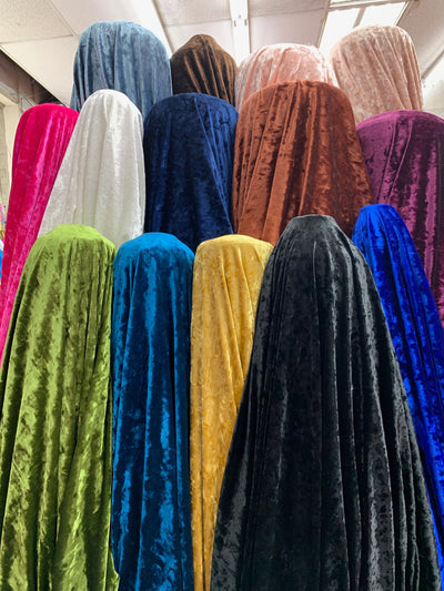Samantha AQUA Polyester Stretch Crushed Velvet Fabric by the Yard for Bows, Topknot. Headwraps, Scrunchies, Clothes, Costumes, Crafts