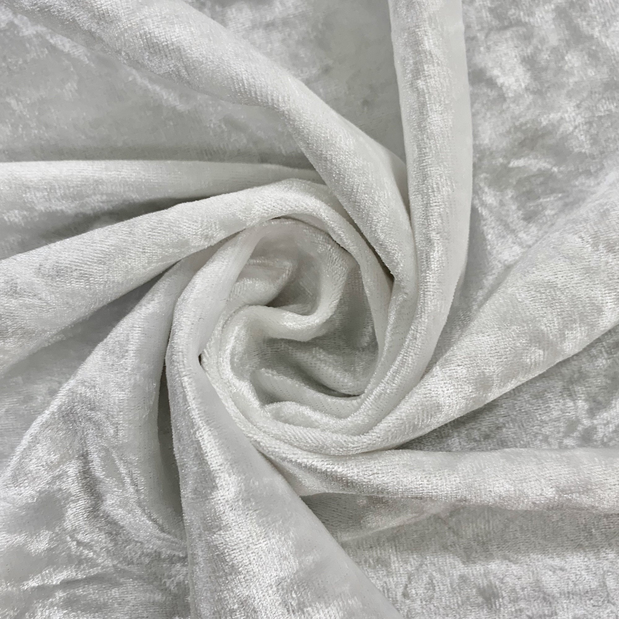 Samantha WHITE Polyester Stretch Crushed Velvet Fabric by the Yard for Bows, Topknot. Headwraps, Scrunchies, Clothes, Costumes, Crafts