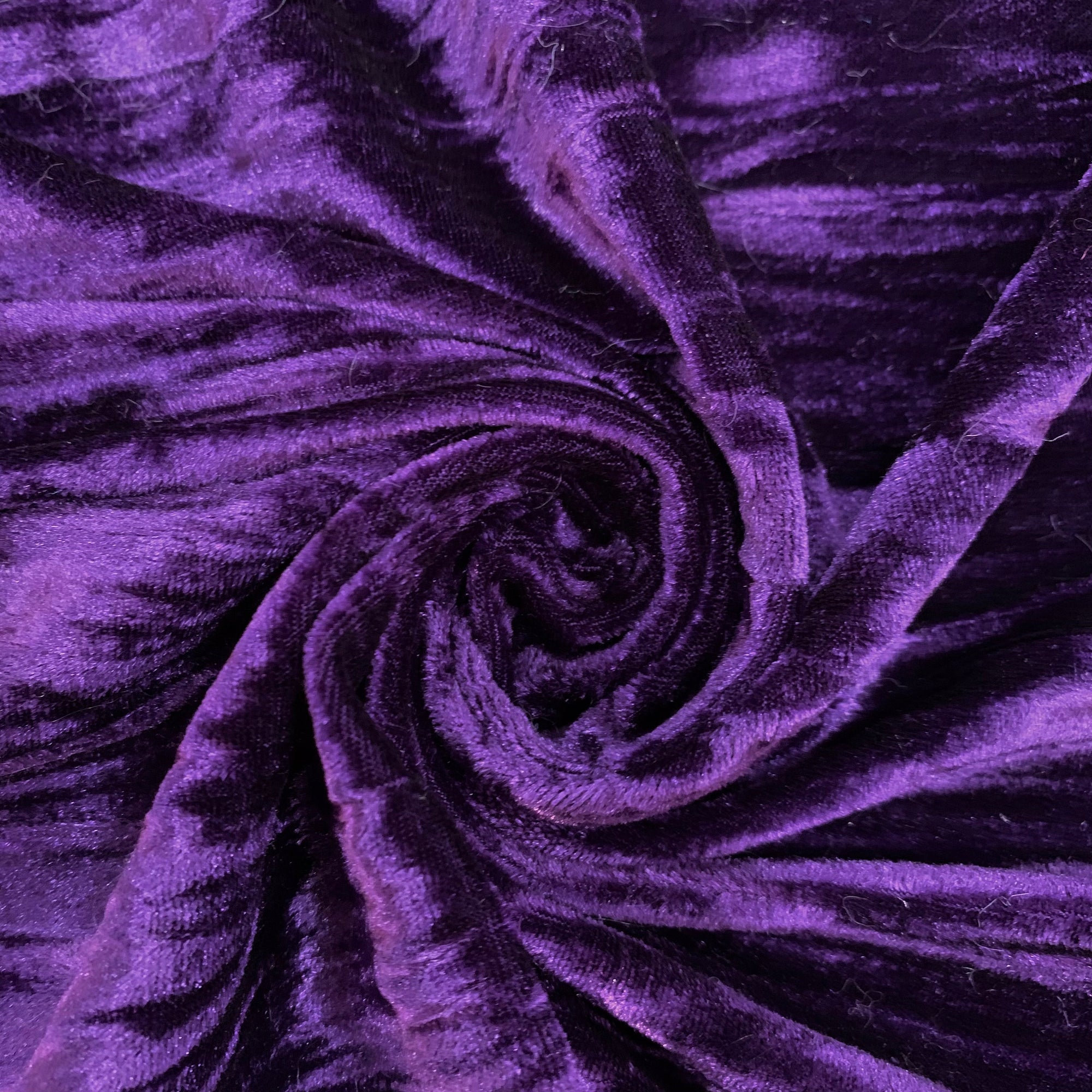 Pauline PURPLE Wrinkled Polyester Crushed Stretch Velvet Fabric by the Yard for Ribbons, Headwraps, Clothes, Costumes, Crafts - 10175