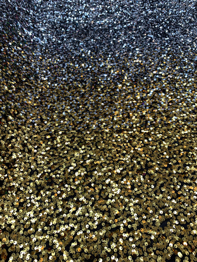 Jazmin OMBRE Two Tone Sequins on Black Stretch Mesh Lace Fabric by the Yard - 10183