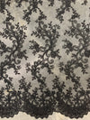 Melody BLACK Polyester Floral Embroidery with Sequins on Mesh Lace Fabric by the Yard for Gown, Wedding, Bridesmaid, Prom - 10002
