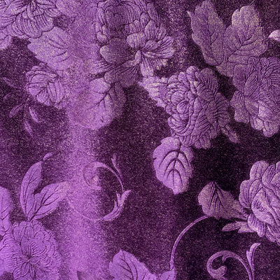 Anne EGGPLANT Embossed Floral Polyester Stretch Velvet Fabric for Bows, Headwraps, Top Knot, Scrunchies, Clothes, Costumes, Crafts