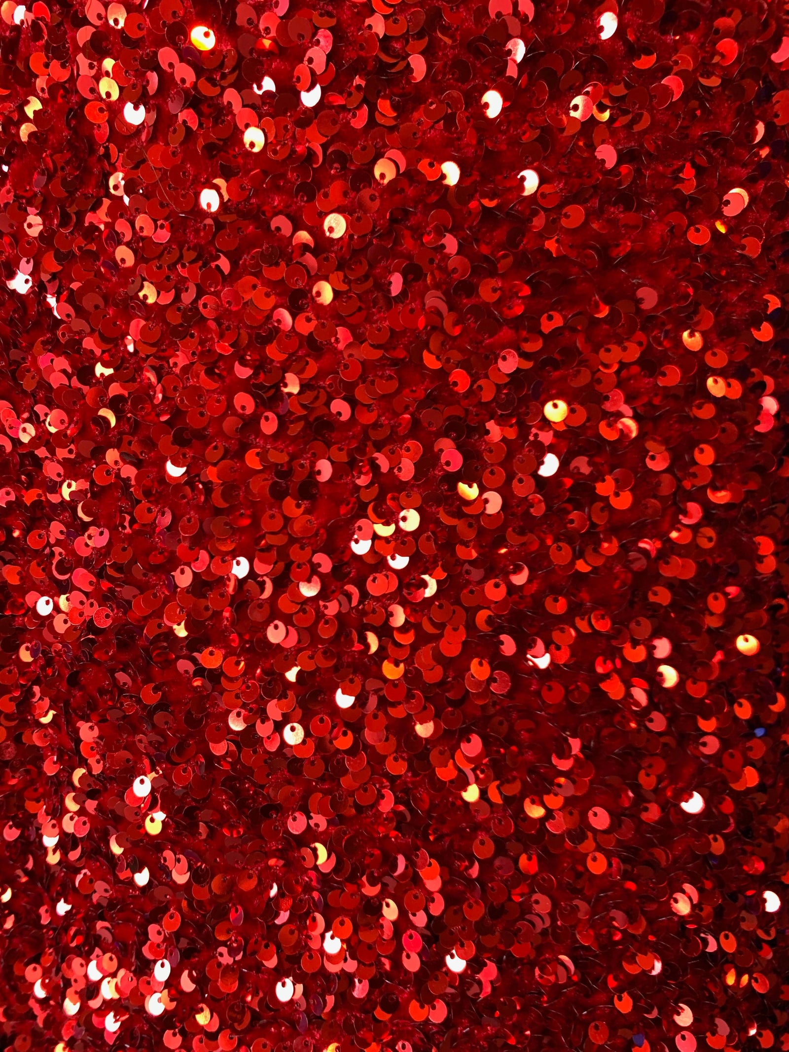 Stephanie RED Overlap Sequins on RED Stretch Velvet Fabric by the Yard for Gowns, Apparel, Costumes, Crafts - 10185