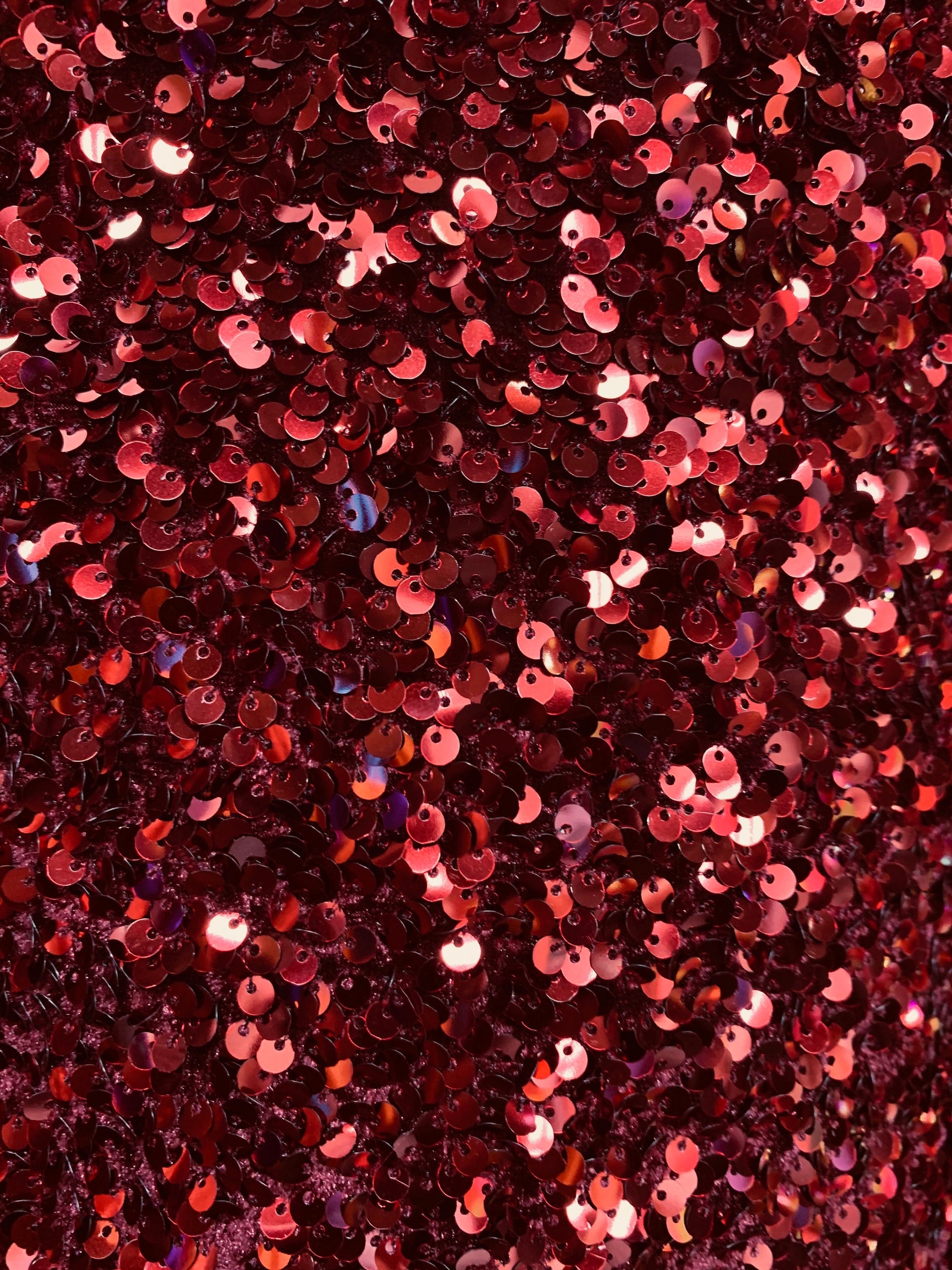 Stephanie BURGUNDY Overlap Sequins on BURGUNDY Stretch Velvet Fabric by the Yard for Gowns, Apparel, Costumes, Crafts - 10185