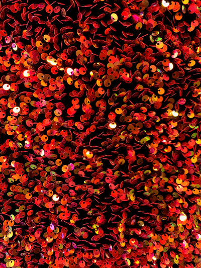 Stephanie MULTI COLORED Overlap Sequins on BLACK Stretch Velvet Fabric by the Yard for Gowns, Apparel, Costumes, Crafts - 10185