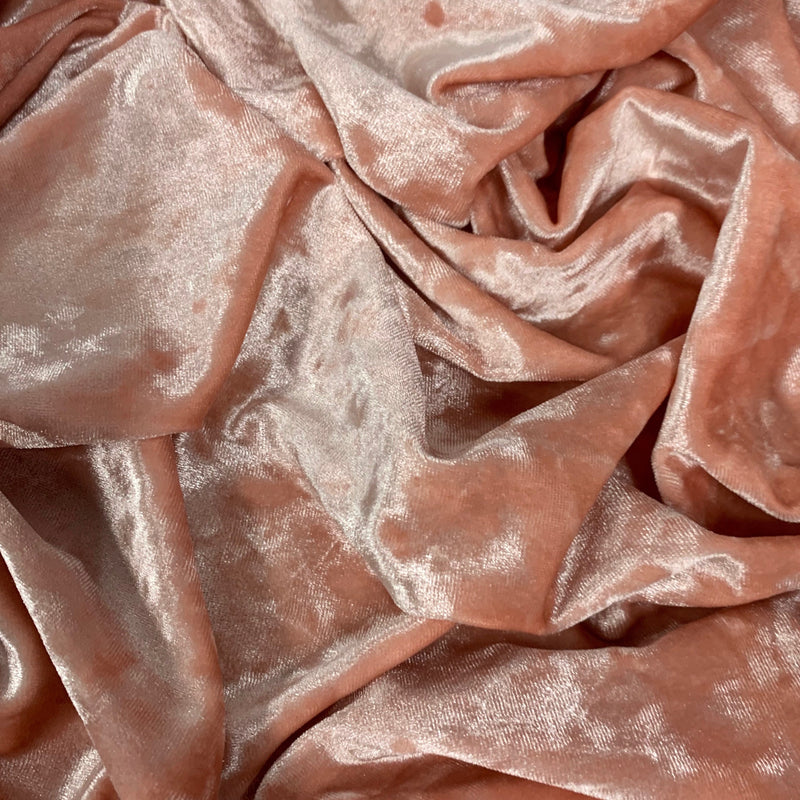 Samantha PEACH Polyester Stretch Crushed Velvet Fabric by the Yard for Bows, Topknot. Headwraps, Scrunchies, Clothes, Costumes, Crafts