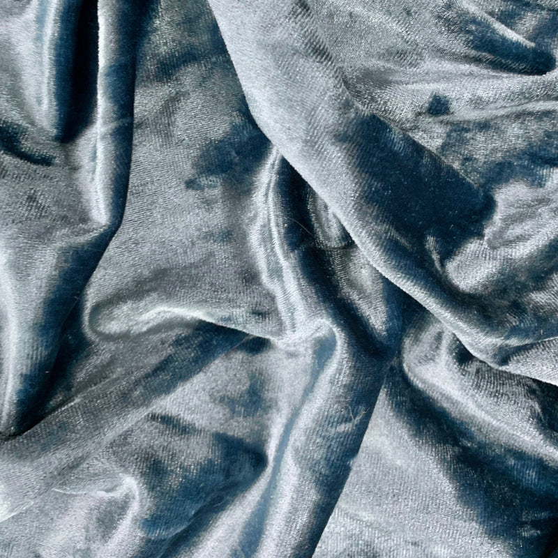 Samantha SLATE BLUE Polyester Stretch Crushed Velvet Fabric by the Yard for Bows, Topknot. Headwraps, Scrunchies, Clothes, Costumes, Crafts