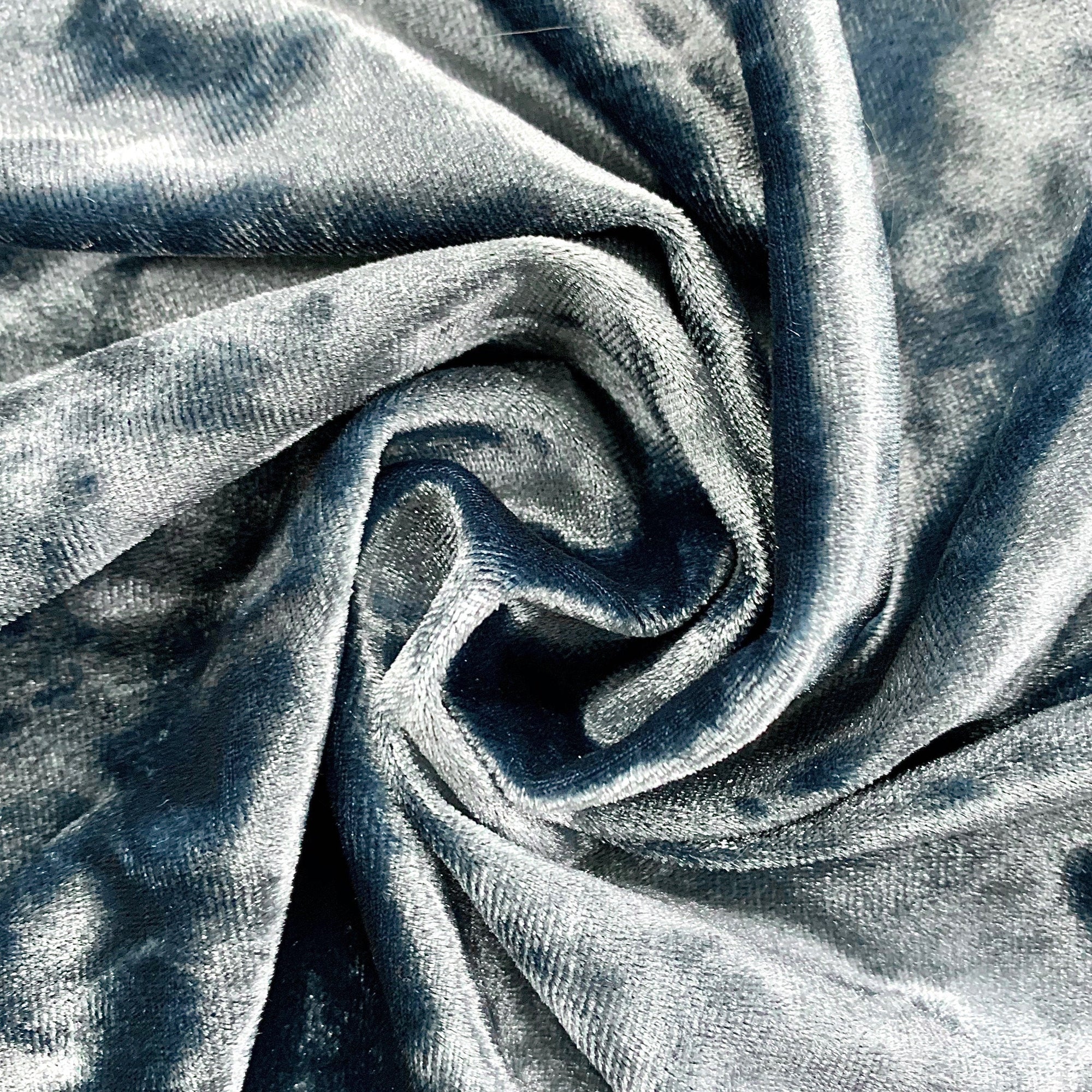 Samantha SLATE BLUE Polyester Stretch Crushed Velvet Fabric by the Yard for Bows, Topknot. Headwraps, Scrunchies, Clothes, Costumes, Crafts