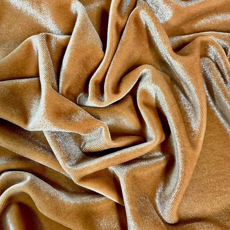 Princess BEIGE Polyester Spandex Stretch Velvet Fabric by the Yard for Tops, Dresses, Skirts, Dance Wear, Costumes, Crafts - 10001