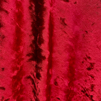 Samantha RED Polyester Stretch Crushed Velvet Fabric by the Yard for Bows, Topknot. Headwraps, Scrunchies, Clothes, Costumes, Crafts