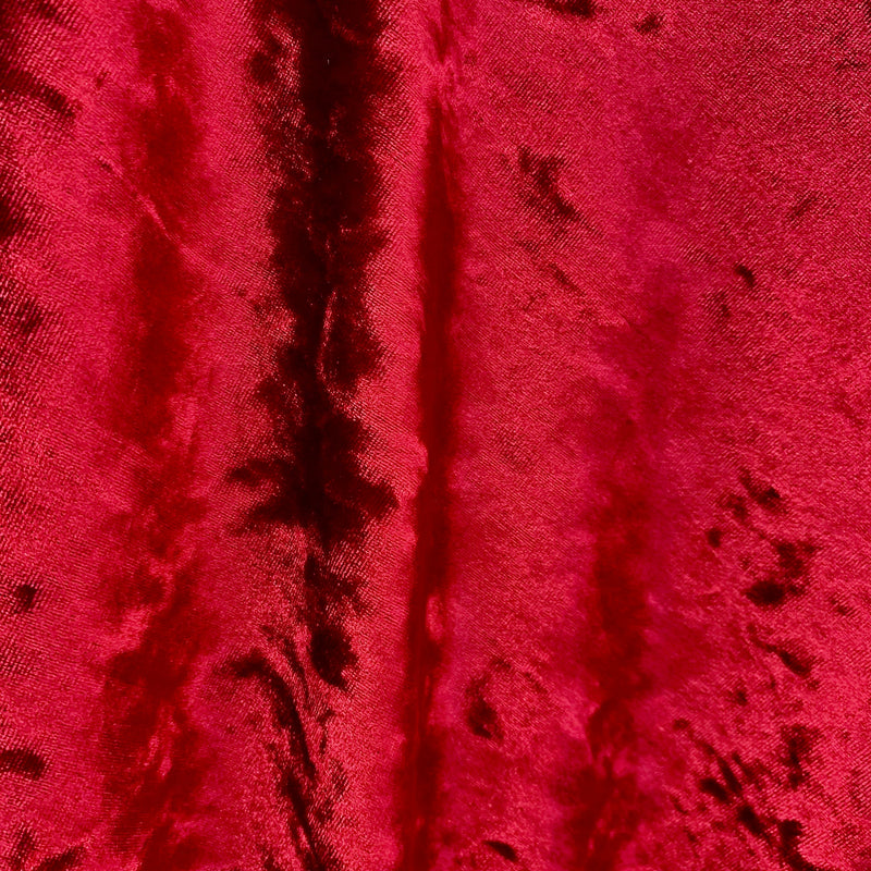 Samantha RED Polyester Stretch Crushed Velvet Fabric by the Yard for Bows, Topknot. Headwraps, Scrunchies, Clothes, Costumes, Crafts
