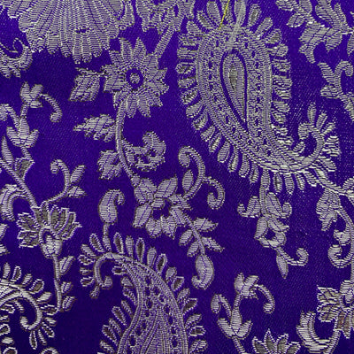 Holly PURPLE Paisley Floral Brocade Chinese Satin Fabric by the Yard - 10129