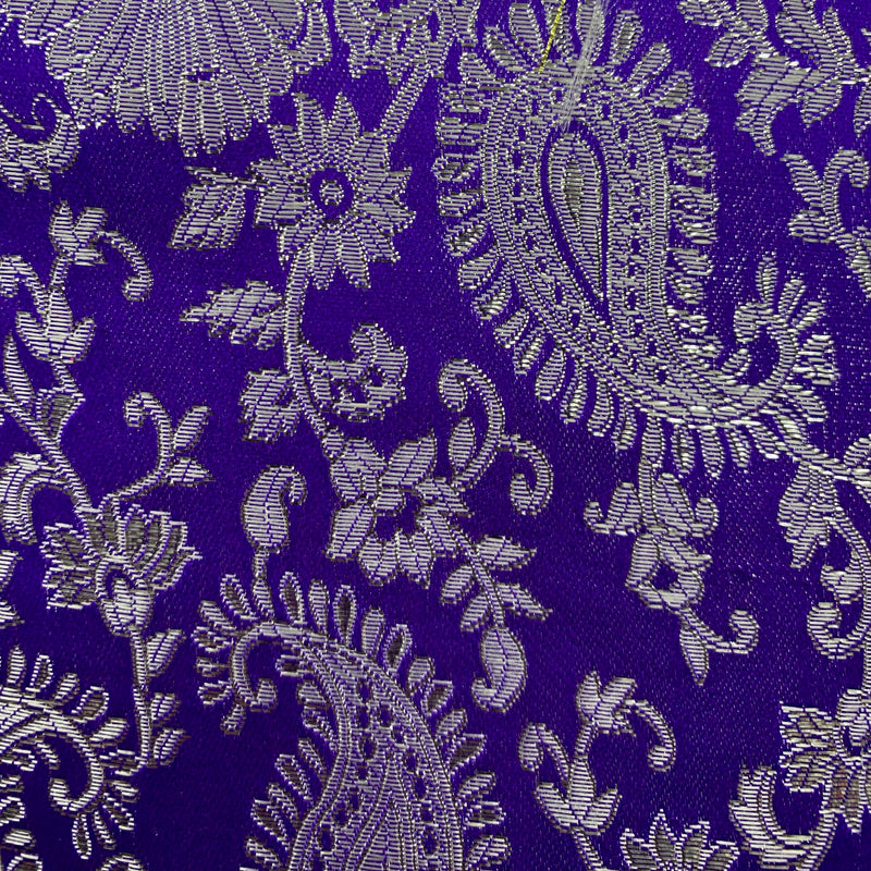 Holly PURPLE Paisley Floral Brocade Chinese Satin Fabric by the Yard - 10129