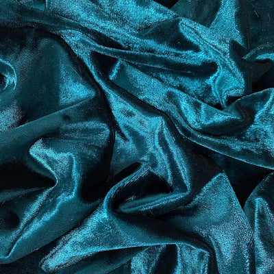 Samantha DARK TURQUOISE BLUE Polyester Stretch Crushed Velvet Fabric for Bows, Topknot. Headwraps, Scrunchies, Clothes, Costumes, Crafts