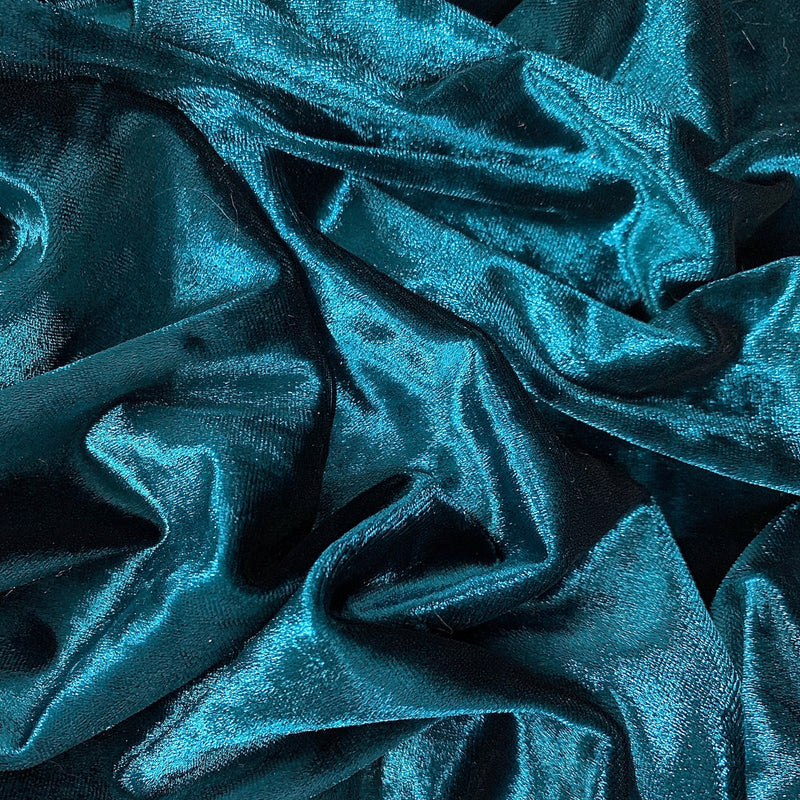 Samantha DARK TURQUOISE BLUE Polyester Stretch Crushed Velvet Fabric for Bows, Topknot. Headwraps, Scrunchies, Clothes, Costumes, Crafts