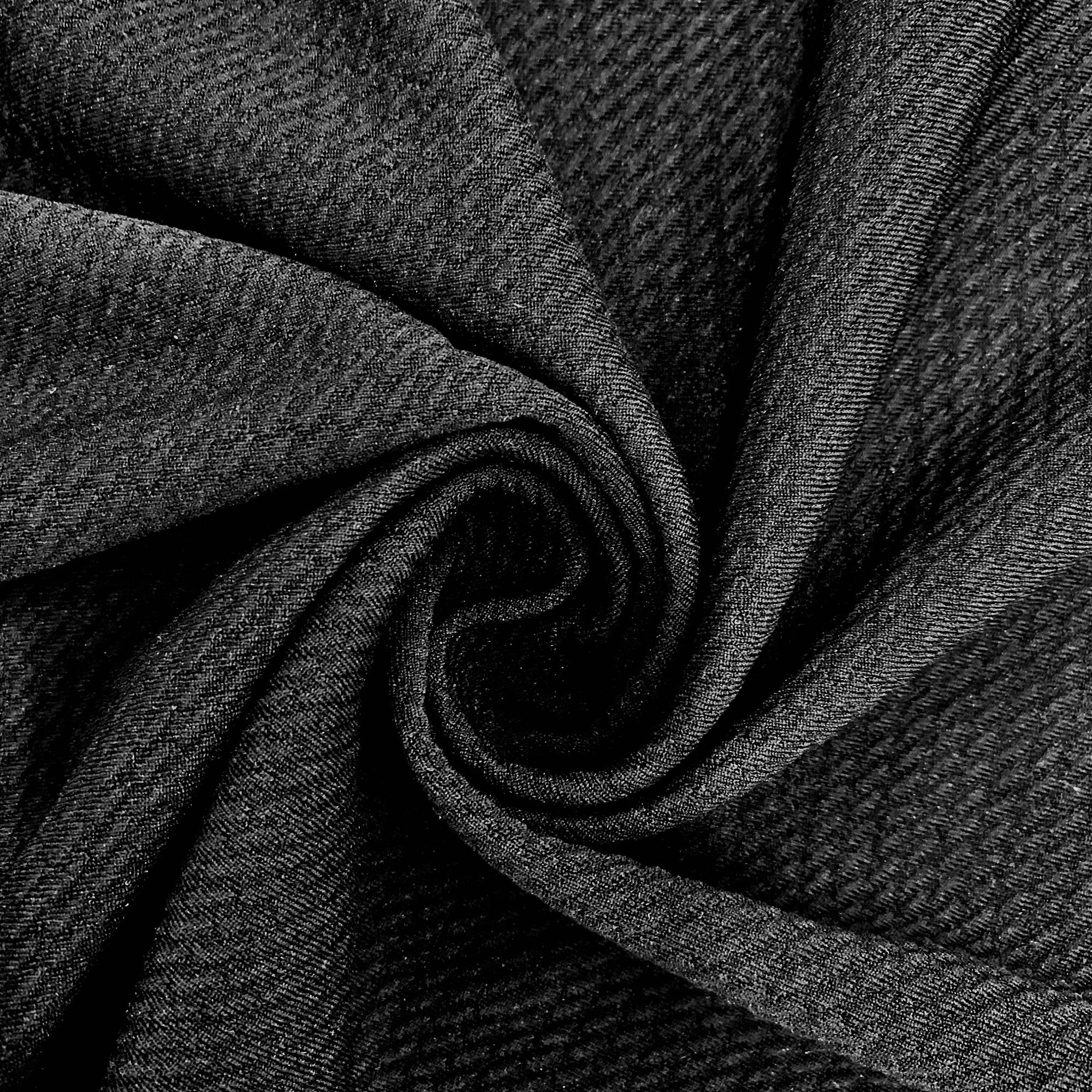 Steffi BLACK Polyester Spandex Solid Textured Bullet Knit Fabric for Bows, Headwraps, Scrunchies, Clothes, Costumes, Crafts - 10181