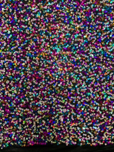 Jazmin OMBRE Two Tone Sequins on Black Stretch Mesh Lace Fabric by the Yard - 10183