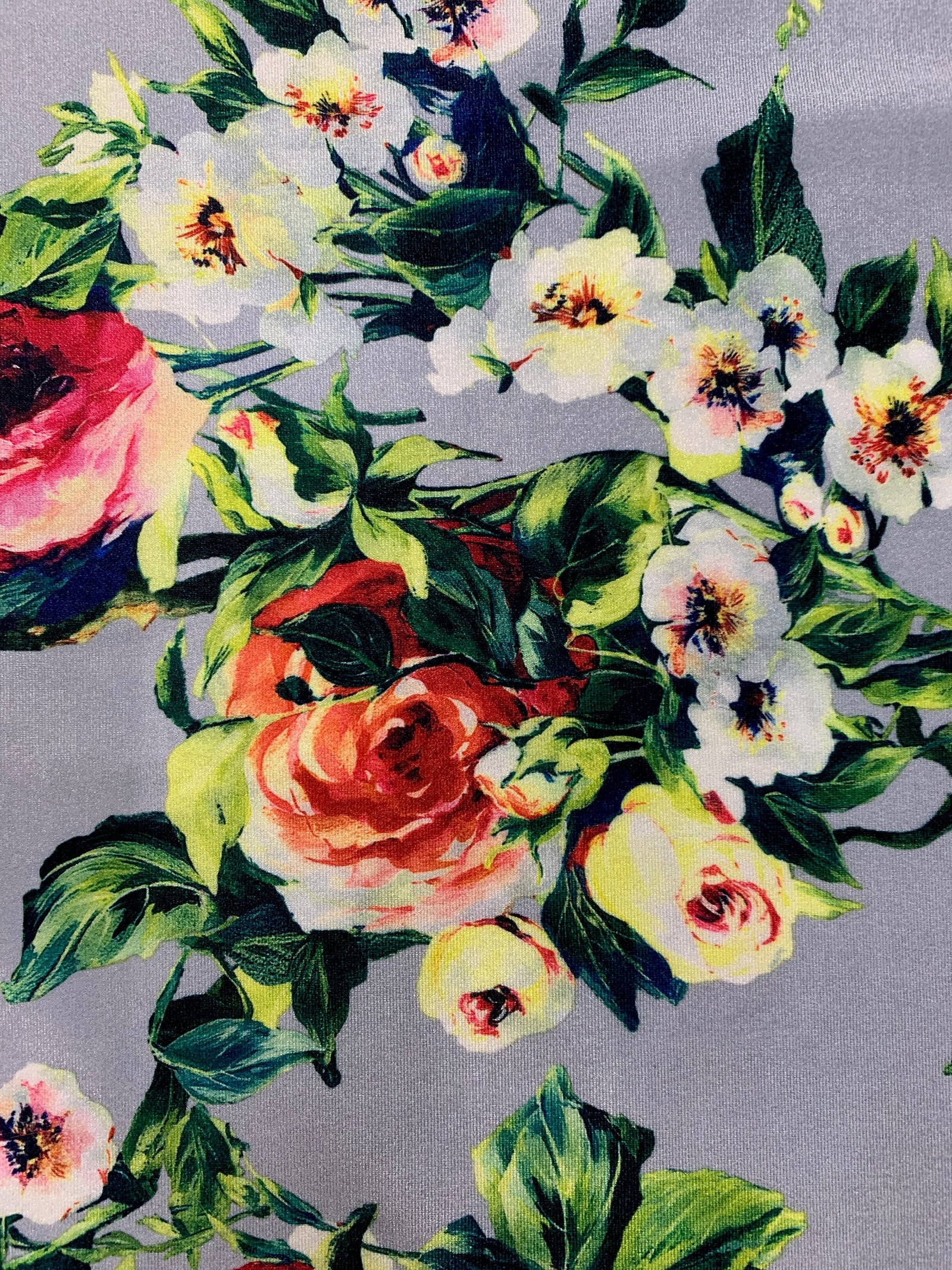 Sutton FLORAL Print 12 on Polyester Stretch Velvet for Bows, Topknot, Scrunchies, Clothes, Costumes, Crafts - 10171