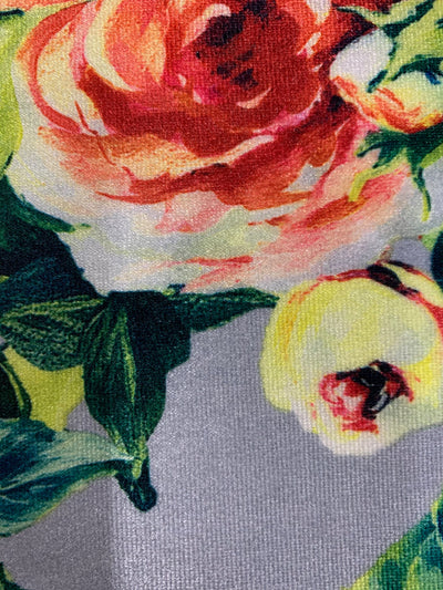 Sutton FLORAL Print 12 on Polyester Stretch Velvet for Bows, Topknot, Scrunchies, Clothes, Costumes, Crafts - 10171