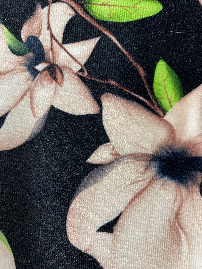 Sutton FLORAL Print 13 on Polyester Stretch Velvet for Bows, Topknot, Scrunchies, Clothes, Costumes, Crafts - 10171