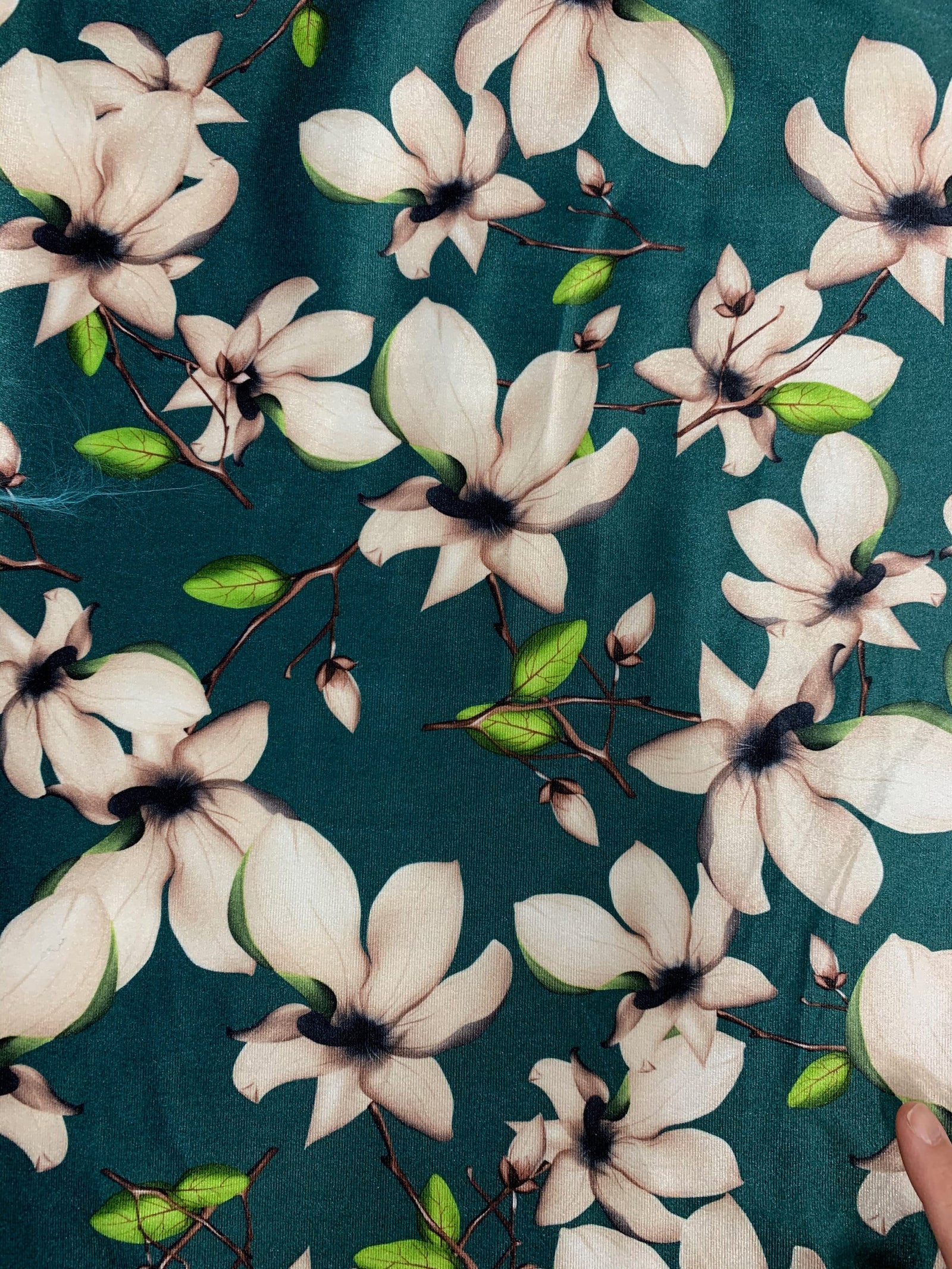 Sutton FLORAL Print 14 on Polyester Stretch Velvet for Bows, Topknot, Scrunchies, Clothes, Costumes, Crafts - 10171