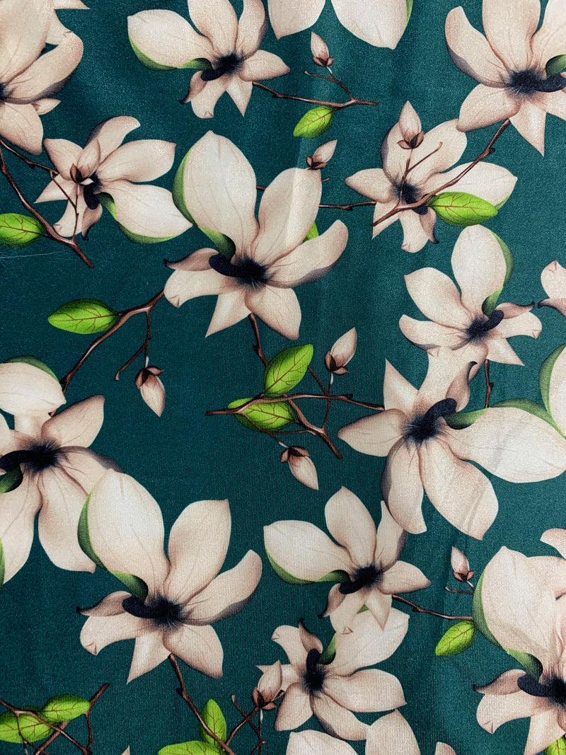 Sutton FLORAL Print 14 on Polyester Stretch Velvet for Bows, Topknot, Scrunchies, Clothes, Costumes, Crafts - 10171