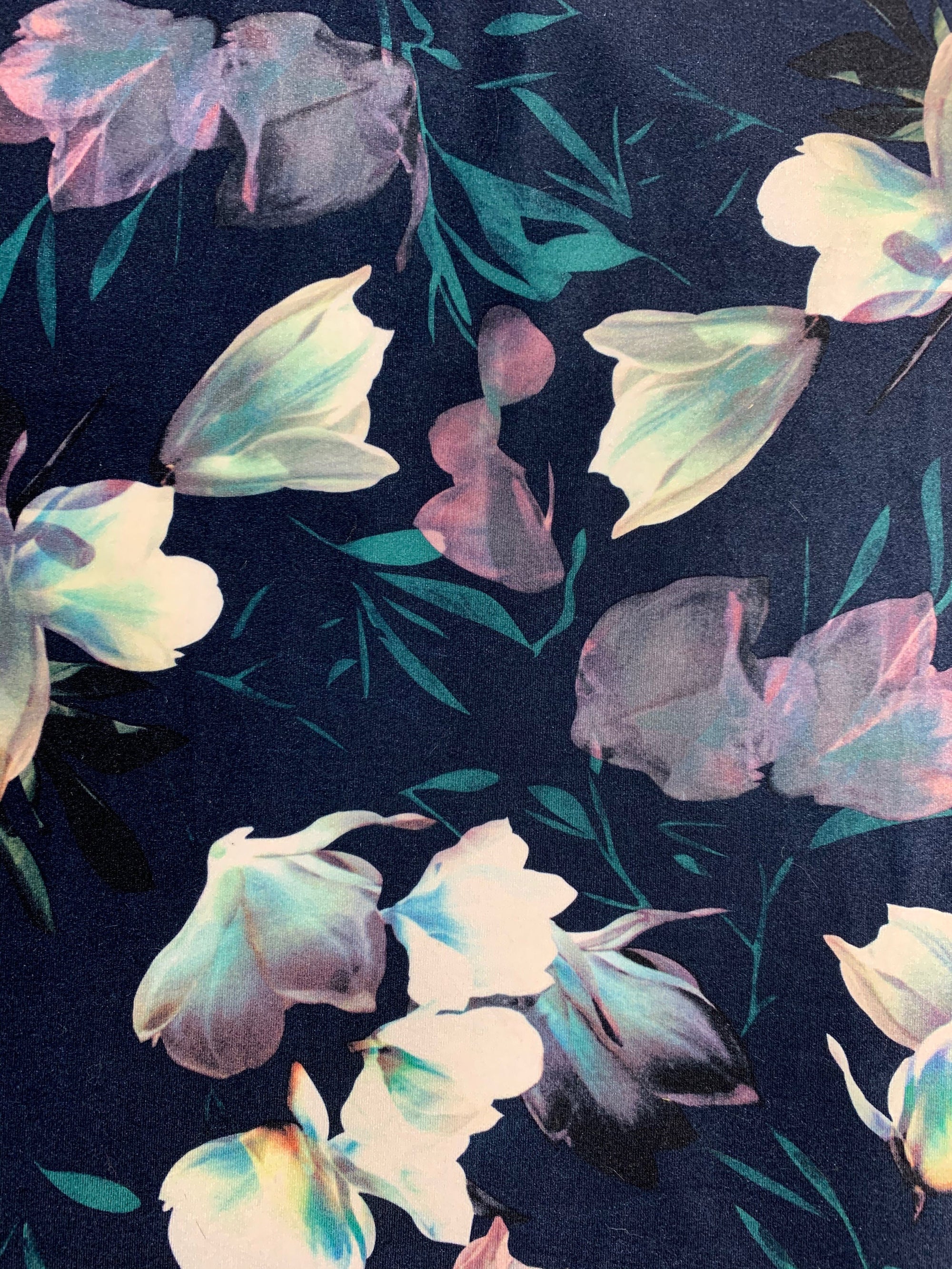 Sutton FLORAL Print 16 on Polyester Stretch Velvet for Bows, Topknot, Scrunchies, Clothes, Costumes, Crafts - 10171