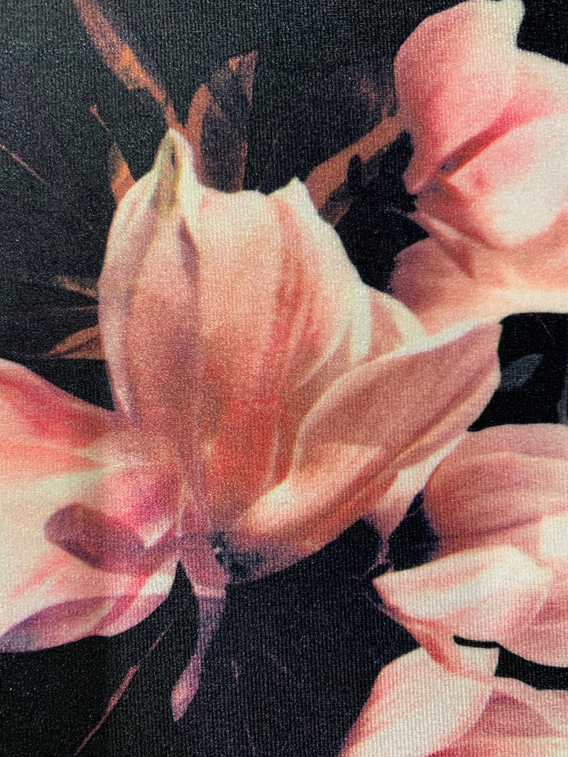 Sutton FLORAL Print 17 on Polyester Stretch Velvet for Bows, Topknot, Scrunchies, Clothes, Costumes, Crafts - 10171