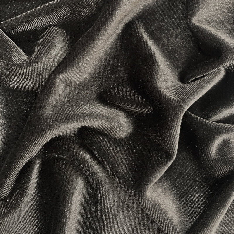 Princess CHARCOAL GREY Polyester Spandex Stretch Velvet Fabric by the Yard for Tops, Dresses, Skirts, Dance Wear, Costumes, Crafts - 10001