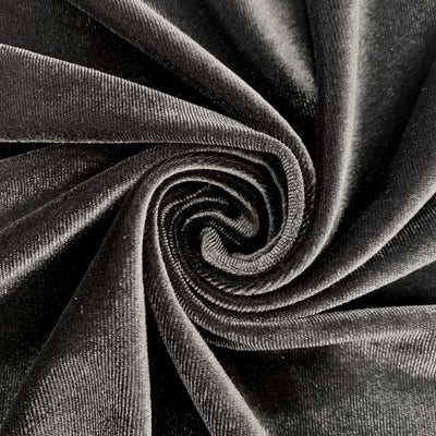 Princess CHARCOAL GREY Polyester Spandex Stretch Velvet Fabric by the Yard for Tops, Dresses, Skirts, Dance Wear, Costumes, Crafts - 10001