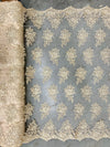 Brianna CHAMPAGNE Polyester Floral Embroidery with Sequins on Mesh Lace Fabric by the Yard - 10020