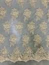 Brianna CHAMPAGNE Polyester Floral Embroidery with Sequins on Mesh Lace Fabric by the Yard - 10020