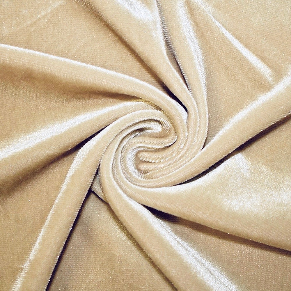 Princess CHAMPAGNE Polyester Spandex Stretch Velvet Fabric for Bows, Topknot, Scrunchies, Clothes, Costumes, Crafts - 10001