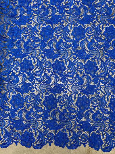 Maggie ROYAL BLUE Guipure Venice Heavy Lace Fabric by the Yard - 10019