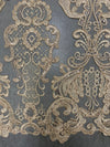 Vivian CHAMPAGNE Polyester Embroidery with Sequins on Mesh Lace Fabric by the Yard for Gown, Wedding, Bridesmaid, Prom - 10003