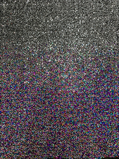 Jazmin OMBRE Two Tone Sequins on Black Stretch Mesh Lace Fabric by the Yard - 10183